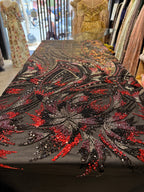 Tull Brocart 3 Metre Noir Red