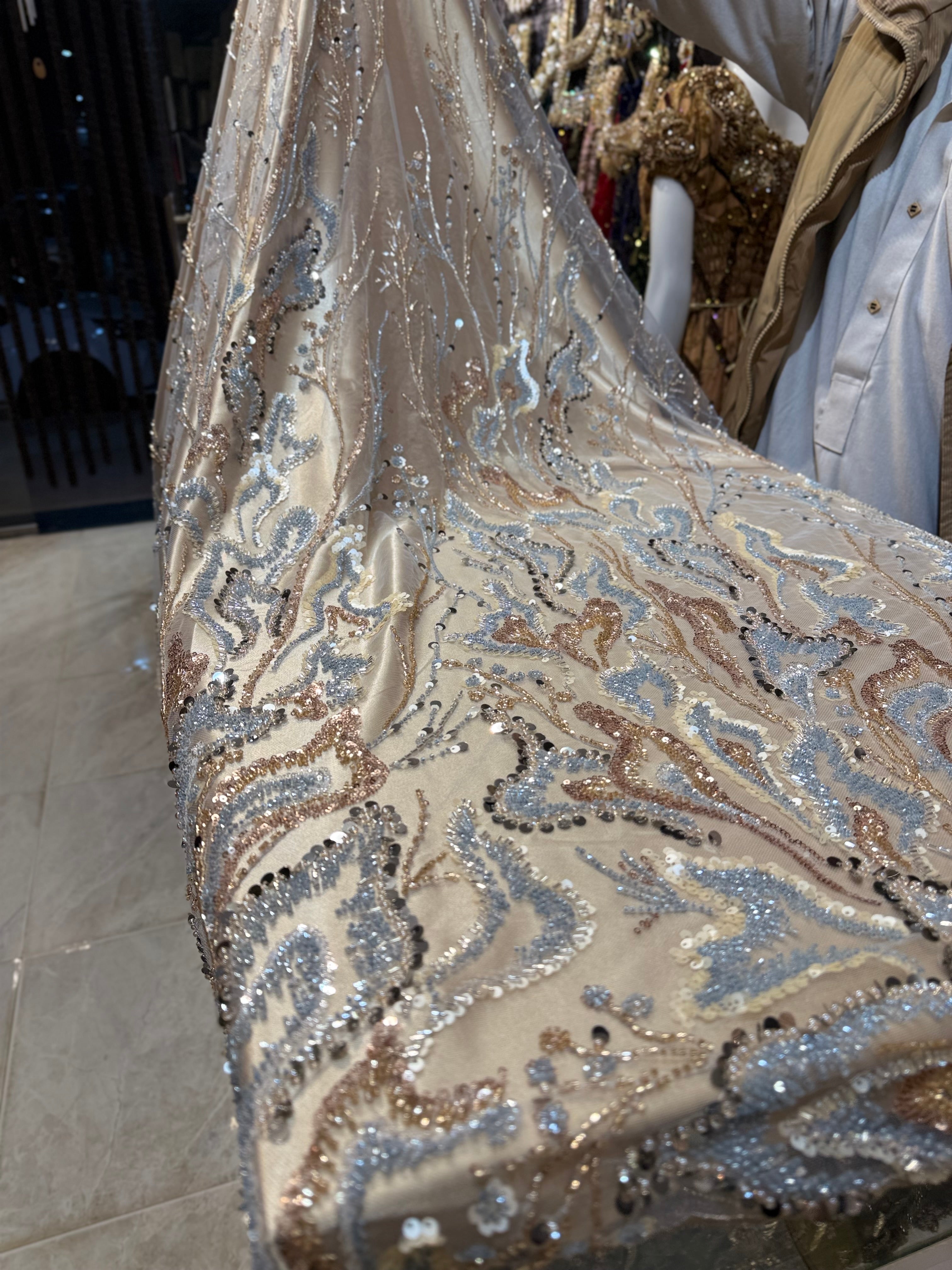 Tulle Classy Dore Blue Ciel