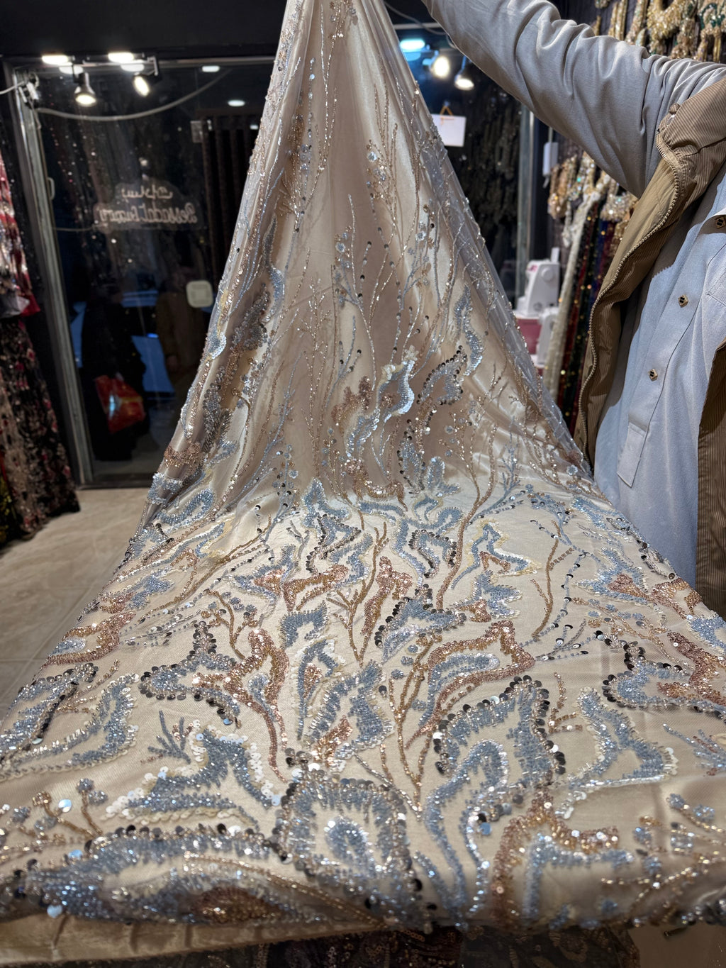 Tulle Classy Dore Blue Ciel