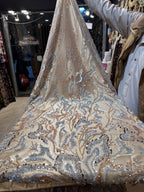 Tulle Classy Dore Blue Ciel