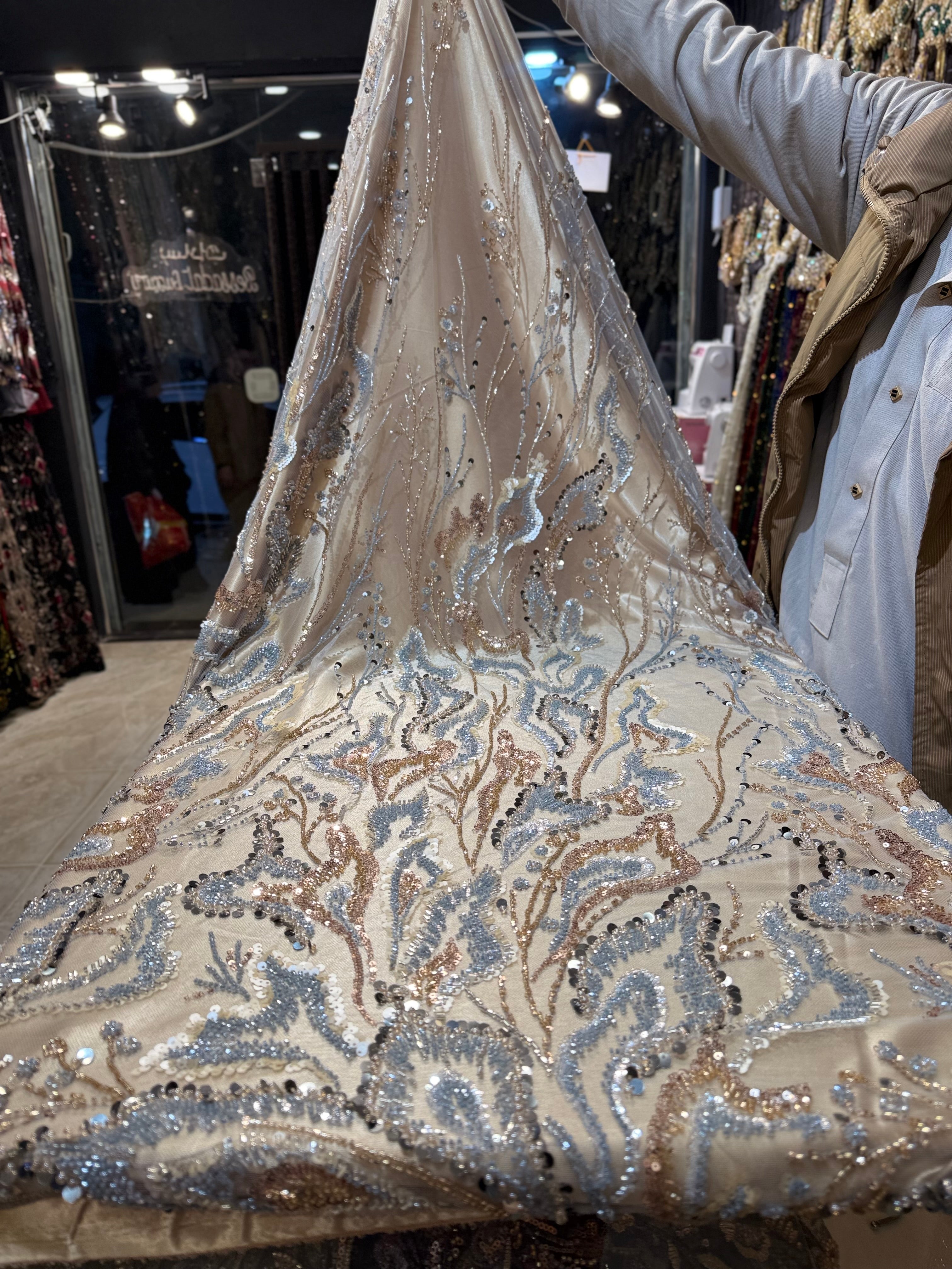 Tulle Classy Dore Blue Ciel