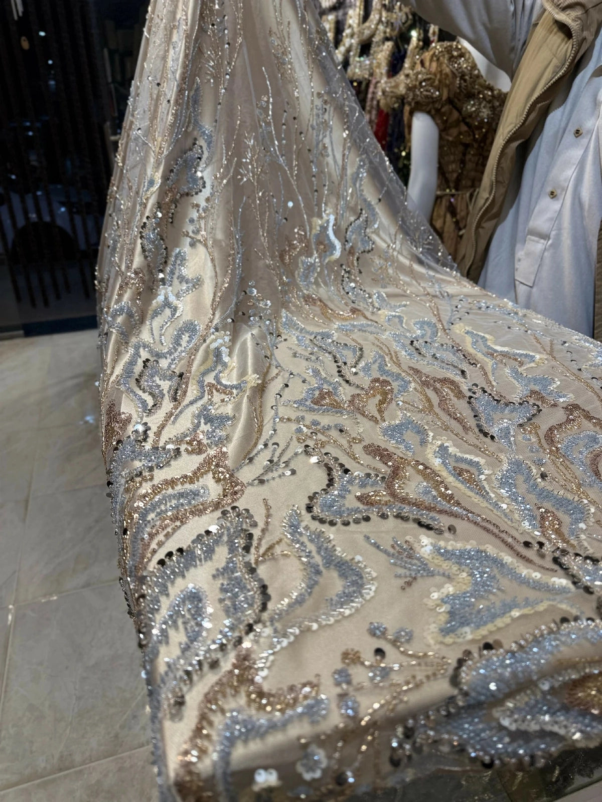Tulle Classy Dore Blue Ciel
